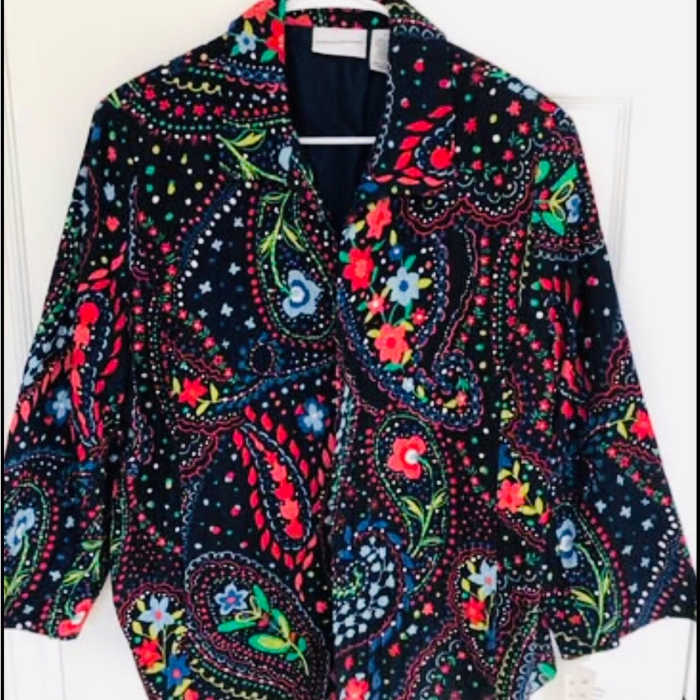 Size 14 Vintage Artsy Alfred Dunner Boho Style Blazer Jacket Topper NWT Festival